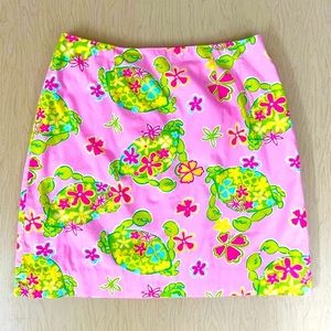 Lilly Pulitzer Skirt Womens 8 Muscle Beach Crabs Pink Green Lined White Label